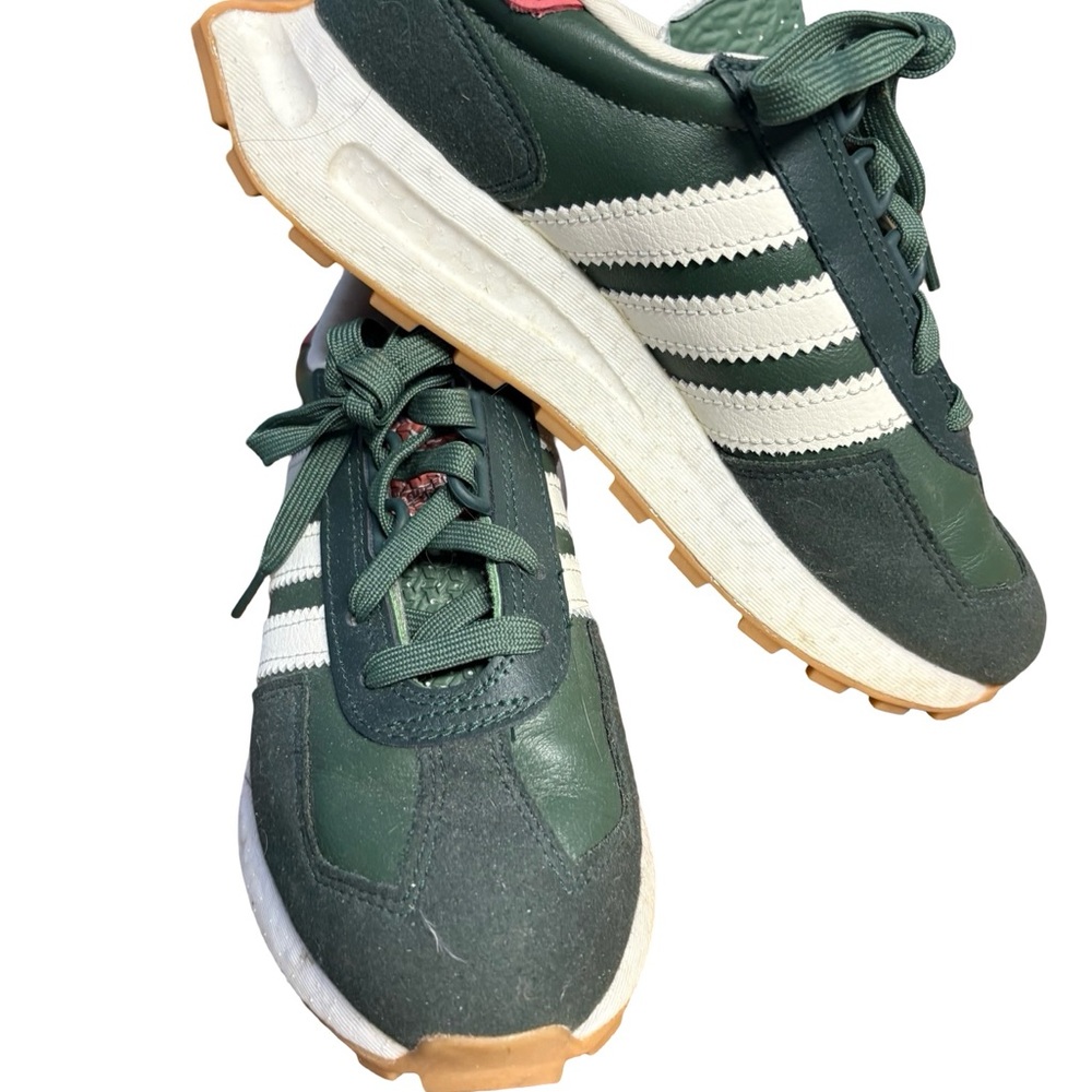 Adidas Forest Green and White Athletic Shoes